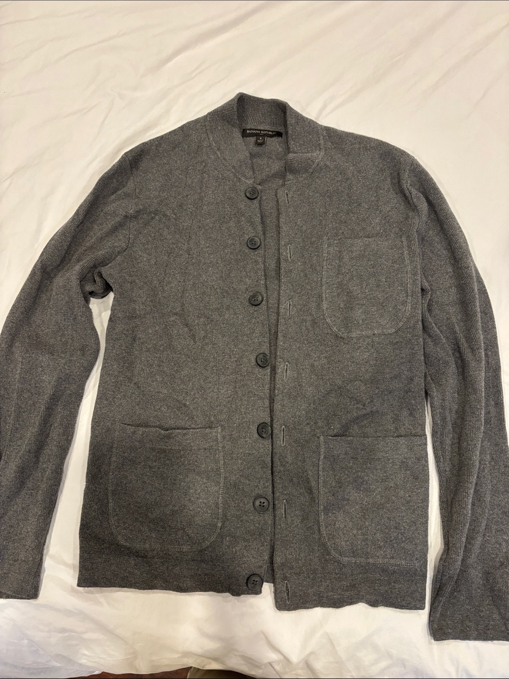 Banana republic Men's Gray Button-Front Knit Jacket